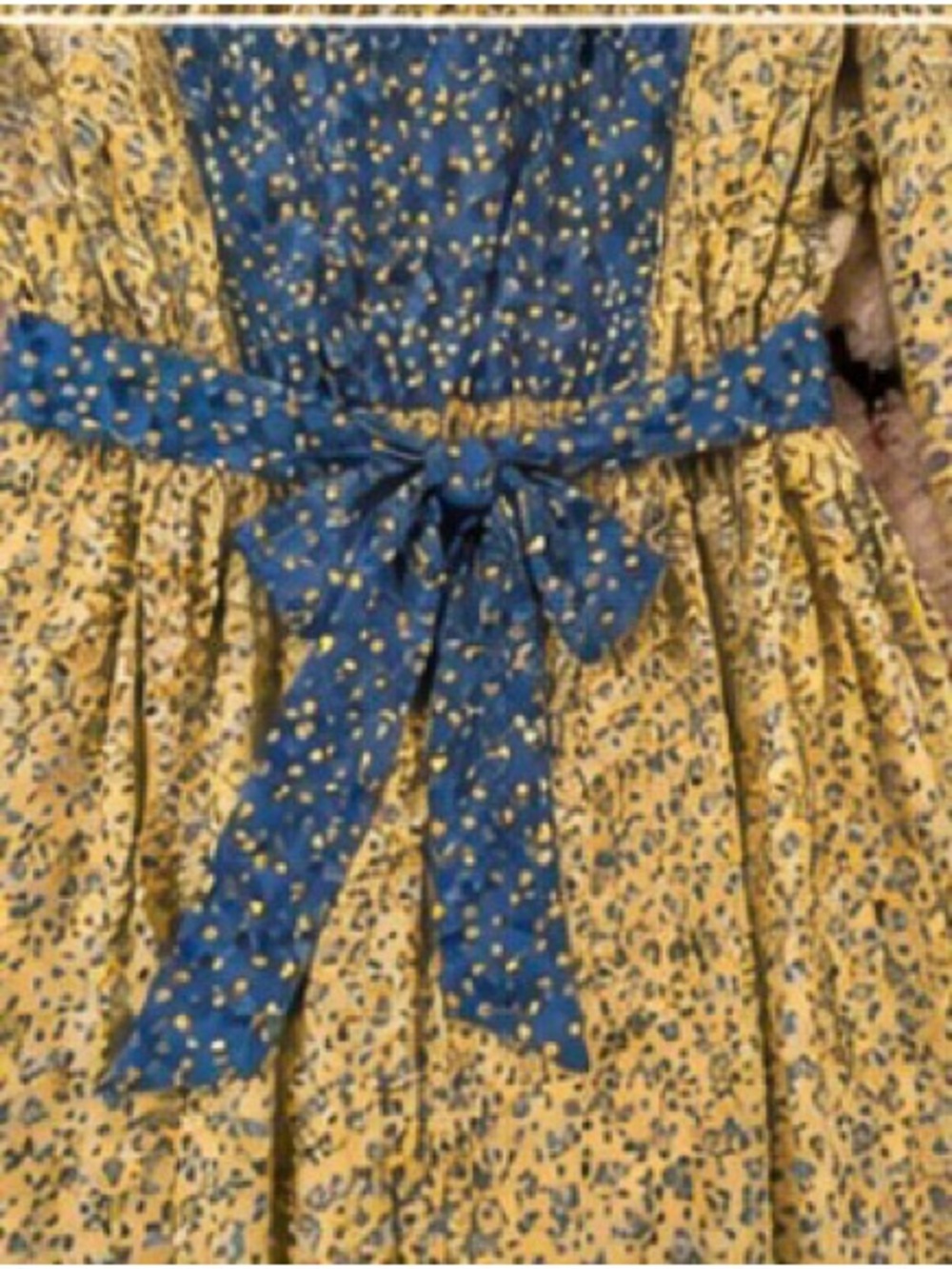 Tahari Floral Maxi Dress Size Small Yellow Blue Long Sleeve Cottagecore - Picture 4 of 7
